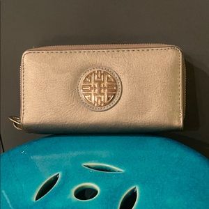 Silver double zip wallet